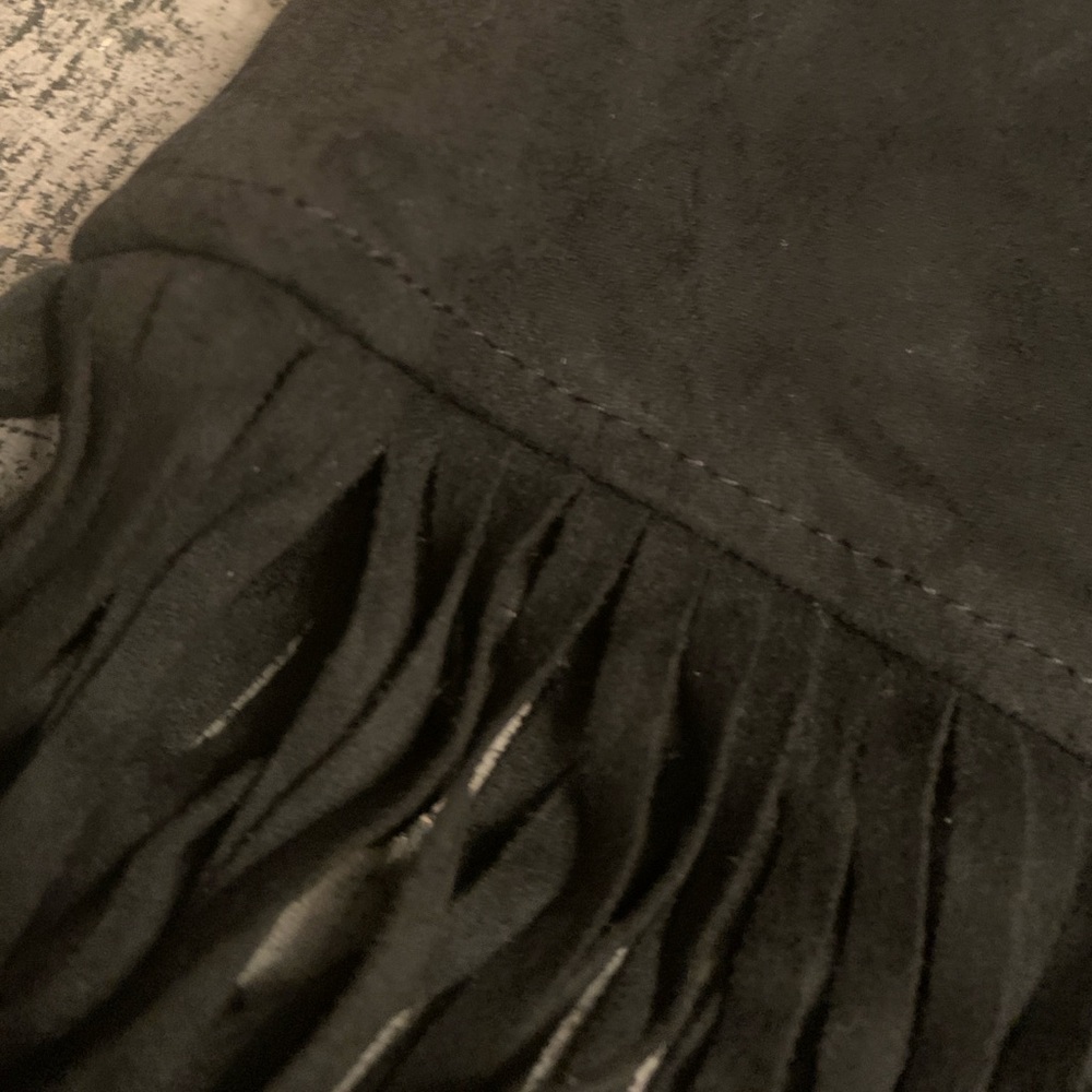 NWT Chelsea & Theodore Faux Suede Skirt with Frills, Black, Medium, 16.5” Waist - Picture 2 of 2